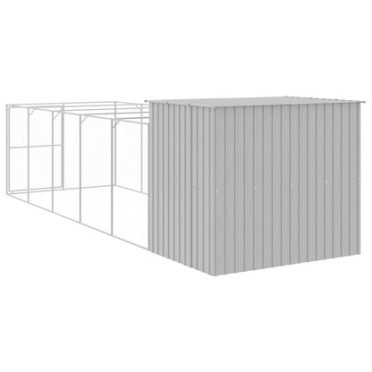Hundehütte Mit Auslauf 214X661X181 Cm Verzinkter Stahl