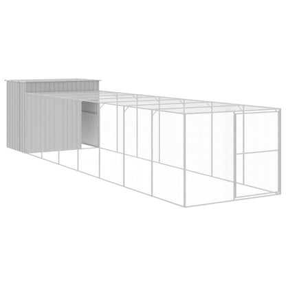 Hundehütte Mit Auslauf 214X865X181 Cm Verzinkter Stahl