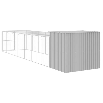 Hundehütte Mit Auslauf 214X865X181 Cm Verzinkter Stahl