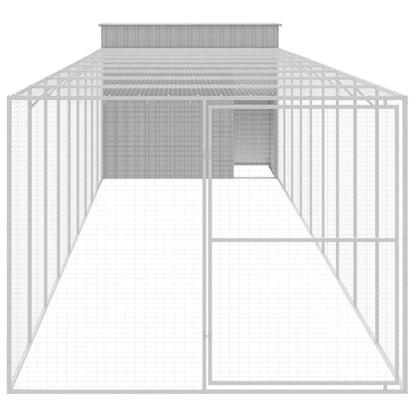 Hundehütte Mit Auslauf 214X1069X181Cm Verzinkter Stahl