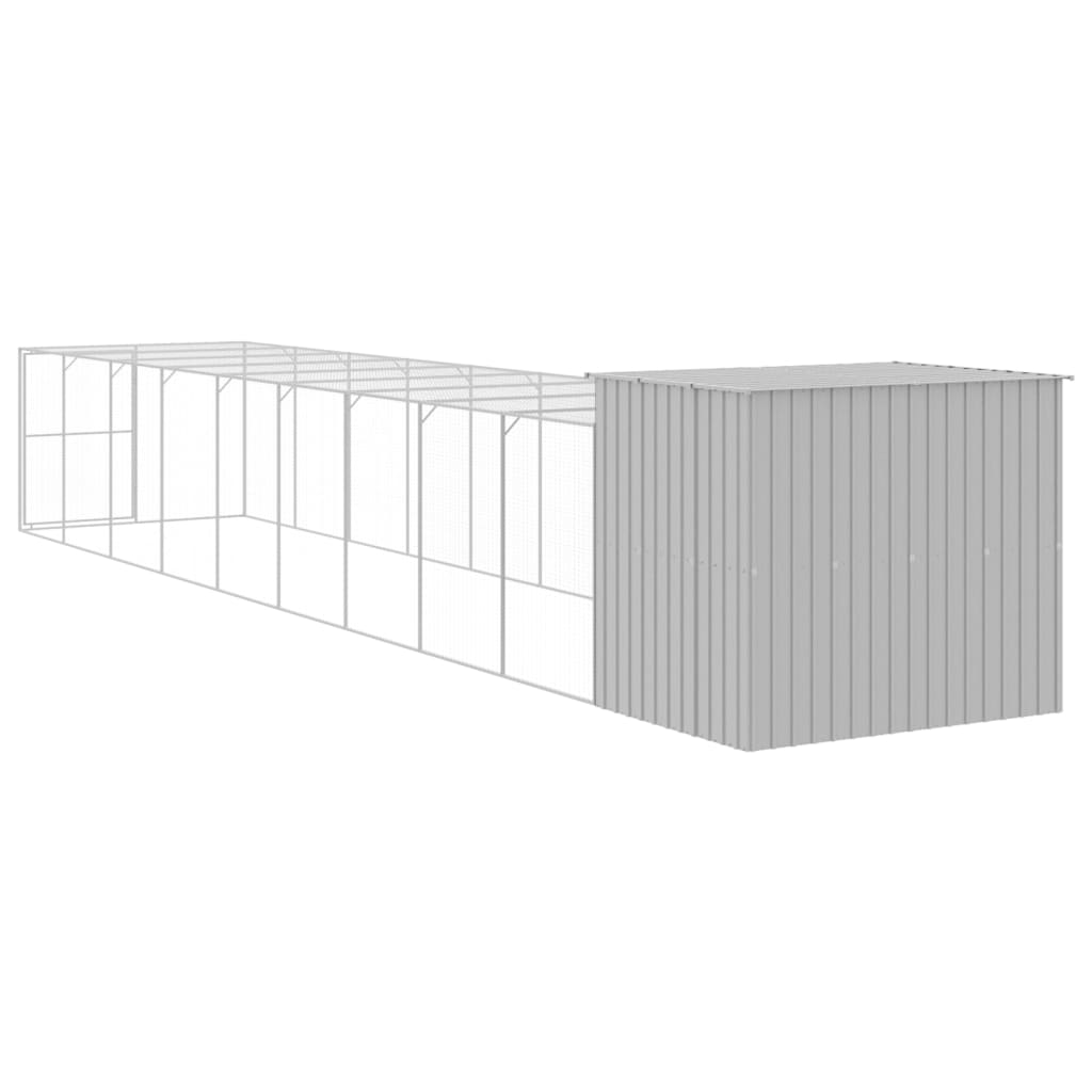 Hundehütte Mit Auslauf 214X1069X181Cm Verzinkter Stahl