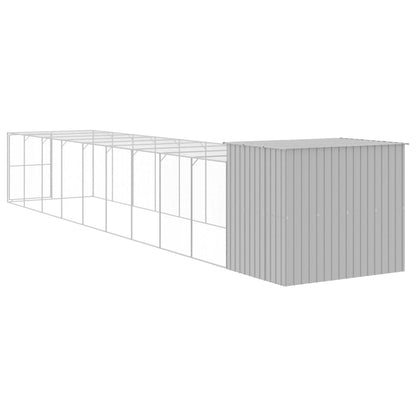 Hundehütte Mit Auslauf 214X1069X181Cm Verzinkter Stahl