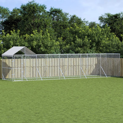 Outdoor-Hundezwinger Mit Dach Silber 2X2X2,5 M Verzinkter Stahl