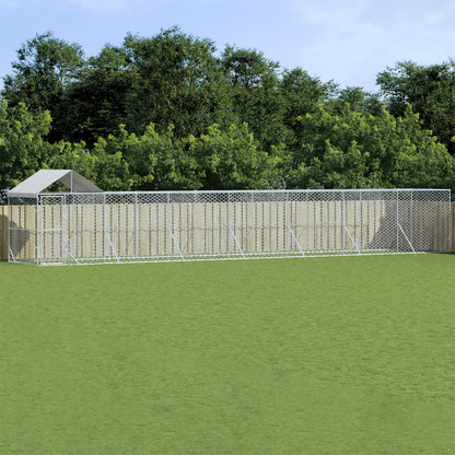 Outdoor-Hundezwinger Mit Dach Silber 2X2X2,5 M Verzinkter Stahl