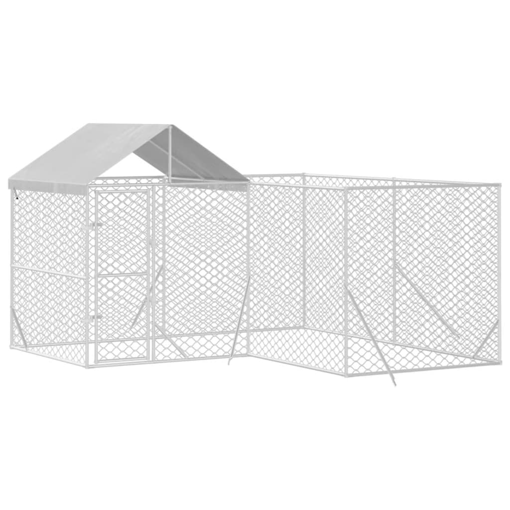 Outdoor-Hundezwinger Mit Dach Silbern 4X4X2,5M Verzinkter Stahl