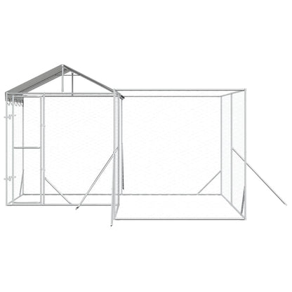 Outdoor-Hundezwinger Mit Dach Silbern 4X4X2,5M Verzinkter Stahl