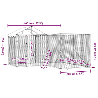 Outdoor-Hundezwinger Mit Dach Silbern 4X4X2,5M Verzinkter Stahl
