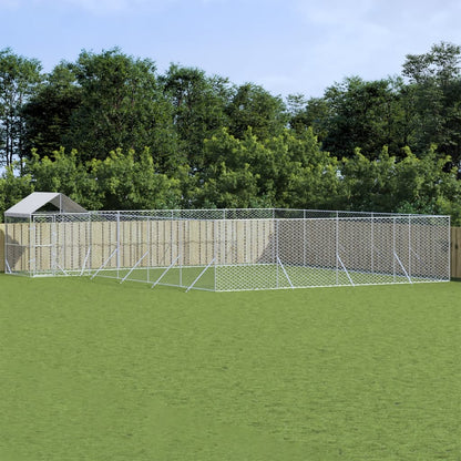 Outdoor-Hundezwinger Mit Dach Silbern 4X4X2,5M Verzinkter Stahl