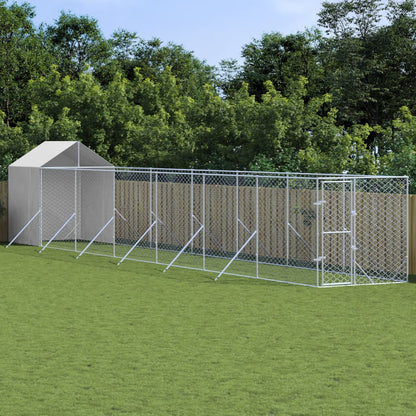 Outdoor-Hundezwinger Mit Dach Silber 2X2X2,5 M Verzinkter Stahl