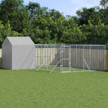 Outdoor-Hundezwinger Mit Dach Silbern 10X10X2,5M Stahl Verzinkt