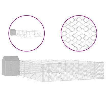 Outdoor-Hundezwinger Mit Dach Silbern 10X10X2,5M Stahl Verzinkt