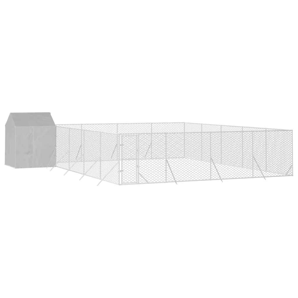 Outdoor-Hundezwinger Mit Dach Silbern 10X10X2,5M Stahl Verzinkt