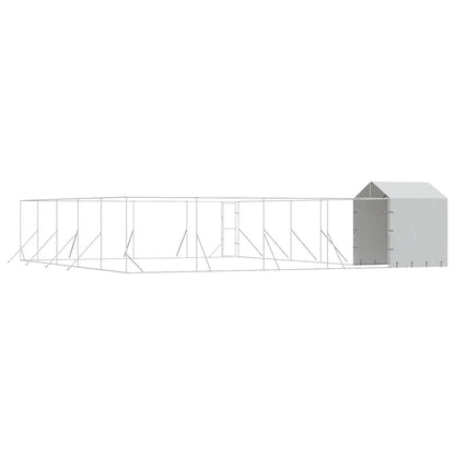 Outdoor-Hundezwinger Mit Dach Silbern 10X10X2,5M Stahl Verzinkt