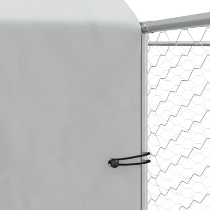 Outdoor-Hundezwinger Mit Dach Silbern 10X10X2,5M Stahl Verzinkt