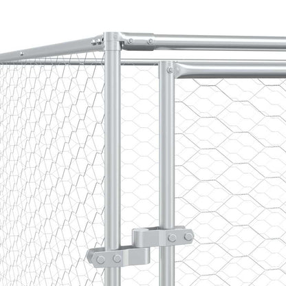 Outdoor-Hundezwinger Mit Dach Silbern 10X10X2,5M Stahl Verzinkt