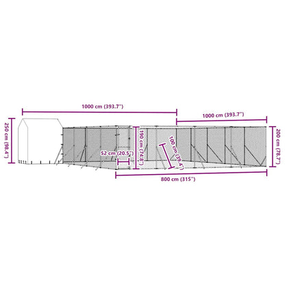 Outdoor-Hundezwinger Mit Dach Silbern 10X10X2,5M Stahl Verzinkt