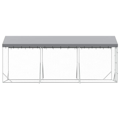 Outdoor-Hundezwinger Mit Dach Silbern 2X6X2,5M Verzinkter Stahl