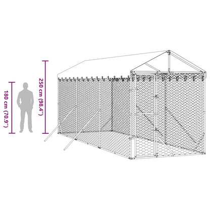 Outdoor-Hundezwinger Mit Dach Silbern 2X6X2,5M Verzinkter Stahl