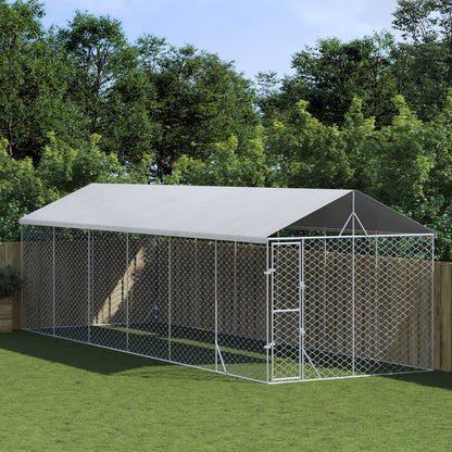 Outdoor-Hundezwinger Mit Dach Silber 3X1,5X2,5M Stahl Verzinkt