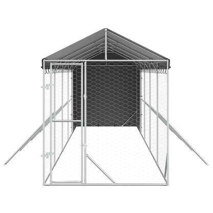 Outdoor-Hundezwinger Mit Dach Silbern 2X10X2,5 M Stahl Verzinkt