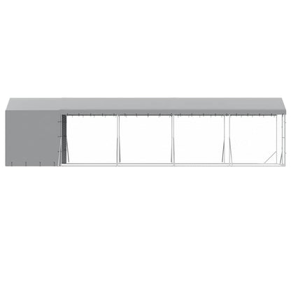 Outdoor-Hundezwinger Mit Dach Silbern 2X10X2,5 M Stahl Verzinkt