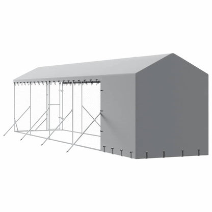 Outdoor-Hundezwinger Mit Dach Silbern 2X10X2,5 M Stahl Verzinkt