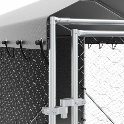 Outdoor-Hundezwinger Mit Dach Silbern 2X10X2,5 M Stahl Verzinkt