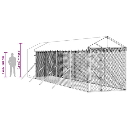 Outdoor-Hundezwinger Mit Dach Silbern 2X10X2,5 M Stahl Verzinkt
