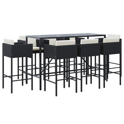 9-Tlg. Gartenbar-Set Mit Kissen Poly Rattan