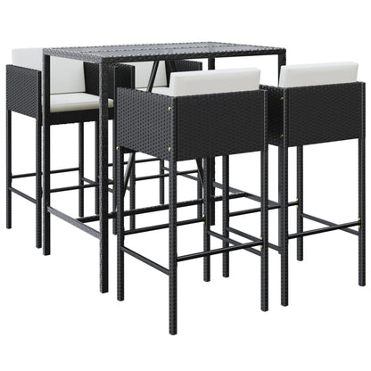 5-Tlg. Gartenbar-Set Mit Kissen Poly Rattan