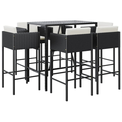 7-Tlg. Gartenbar-Set Mit Kissen Poly Rattan