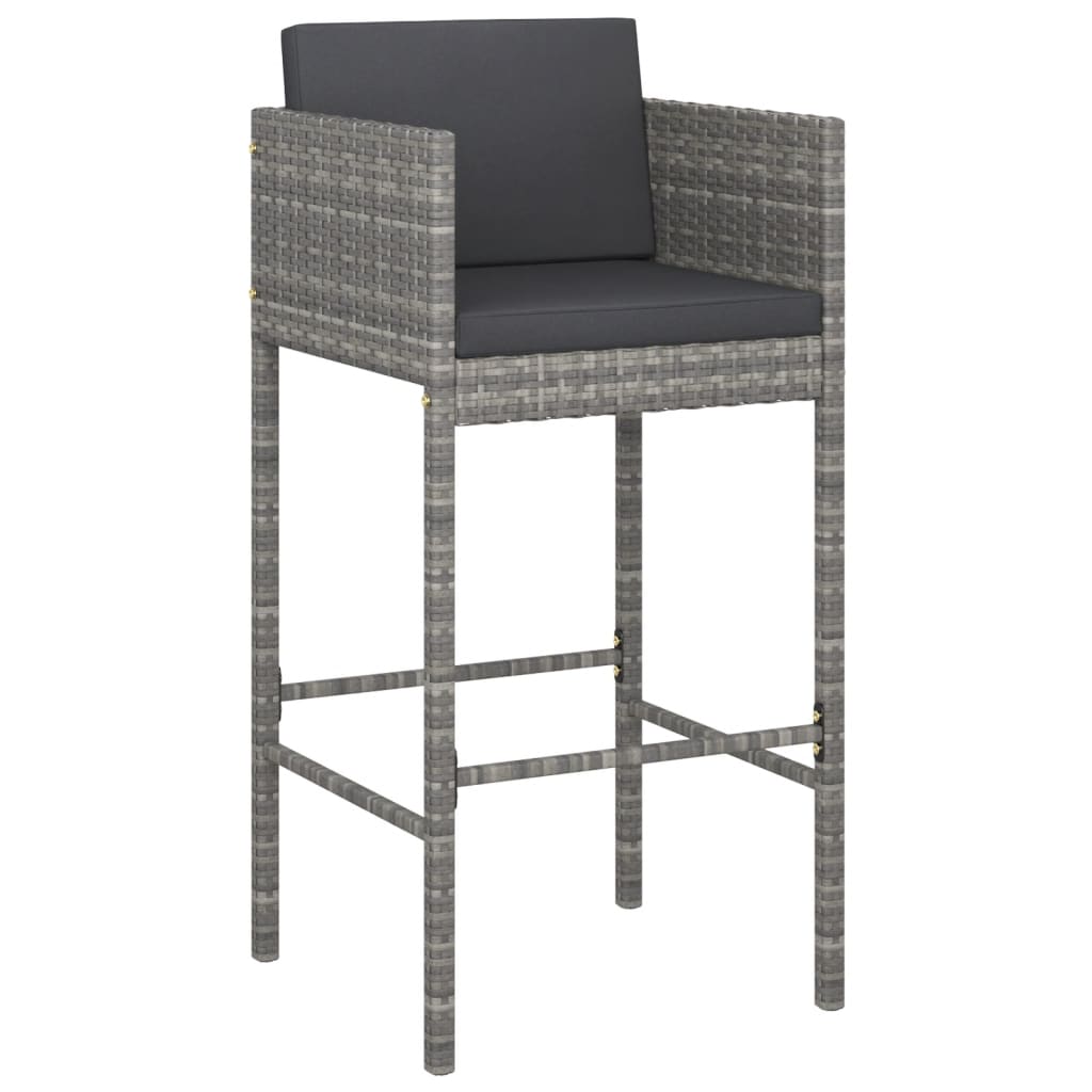 7-Tlg. Gartenbar-Set Mit Kissen Poly Rattan