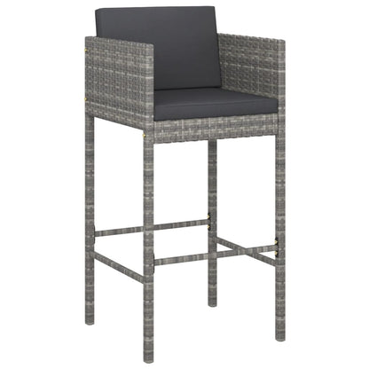 7-Tlg. Gartenbar-Set Mit Kissen Poly Rattan
