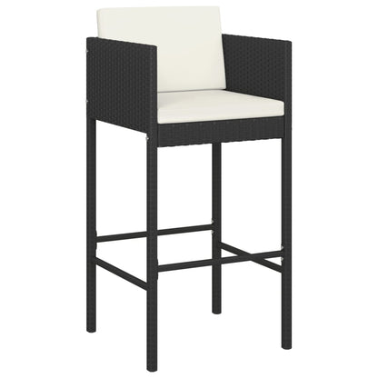5-Tlg. Gartenbar-Set Mit Kissen Schwarz Poly Rattan