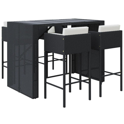 5-Tlg. Gartenbar-Set Mit Kissen Poly Rattan