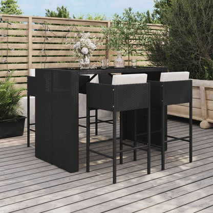 5-Tlg. Gartenbar-Set Mit Kissen Poly Rattan