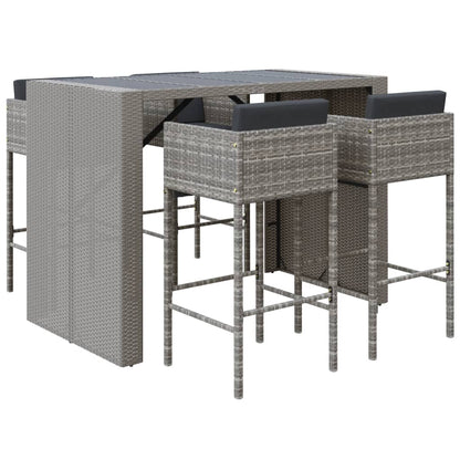 5-Tlg. Gartenbar-Set Mit Kissen Poly Rattan