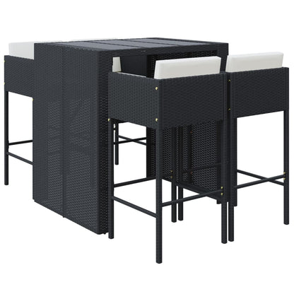 5-Tlg. Gartenbar-Set Mit Kissen Poly Rattan