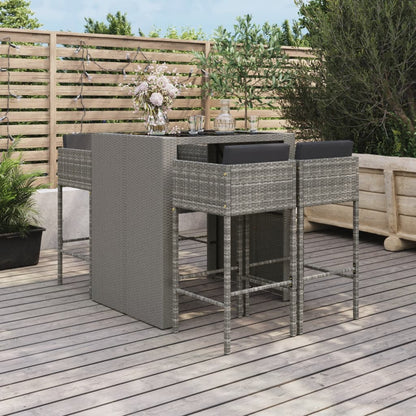 5-Tlg. Gartenbar-Set Mit Kissen Poly Rattan