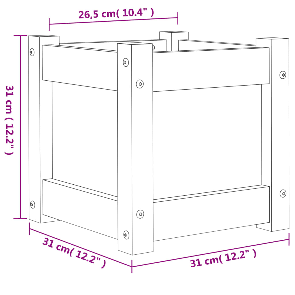 Pflanzkübel Weiß 31X31X31 Cm Massivholz Kiefer