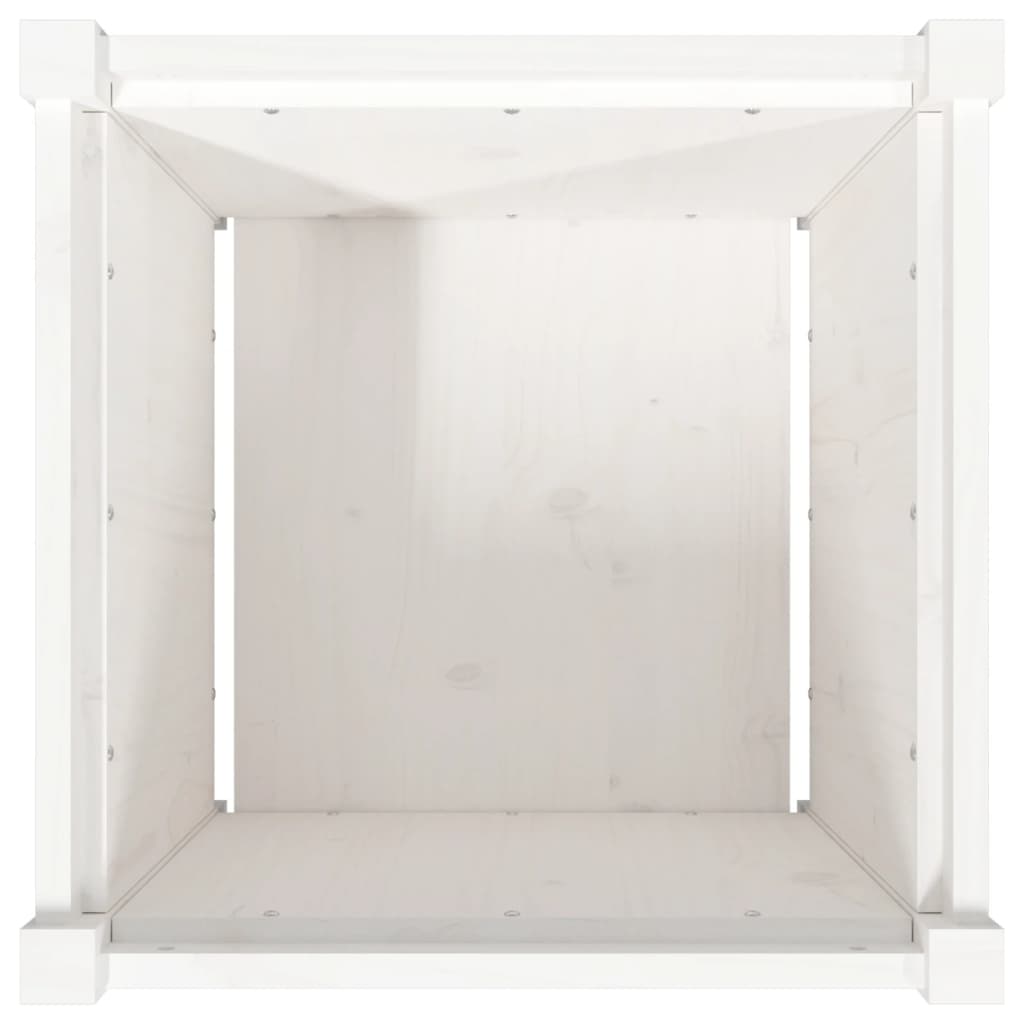 Pflanzkübel Weiß 50X50X50 Cm Massivholz Kiefer
