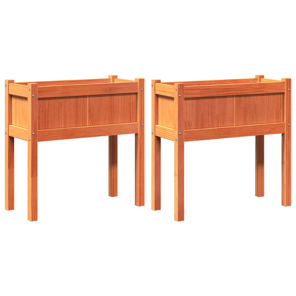 Pflanzkübel Mit Beinen 2 Stk. Wachsbraun Massivholz Kiefer