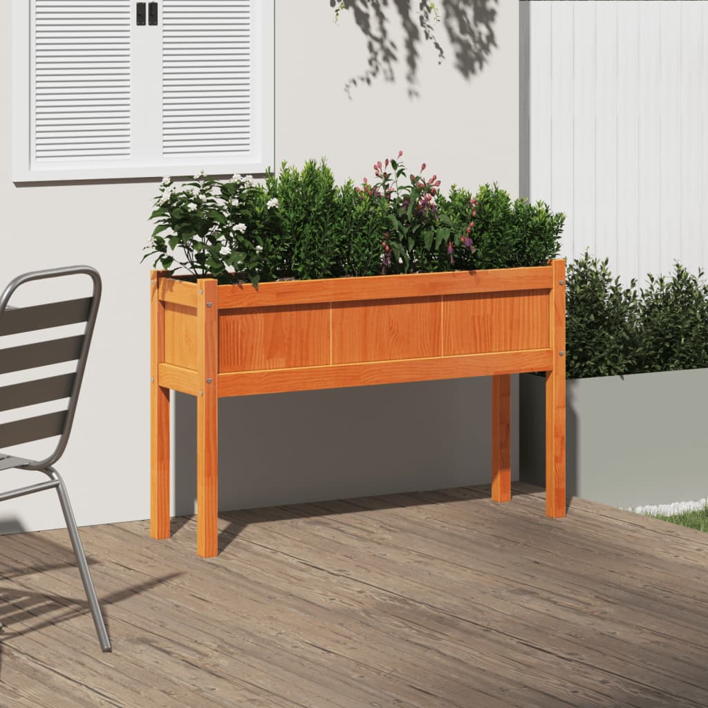 Pflanzkübel Mit Beinen Wachsbraun 110X31X70Cm Massivholz Kiefer