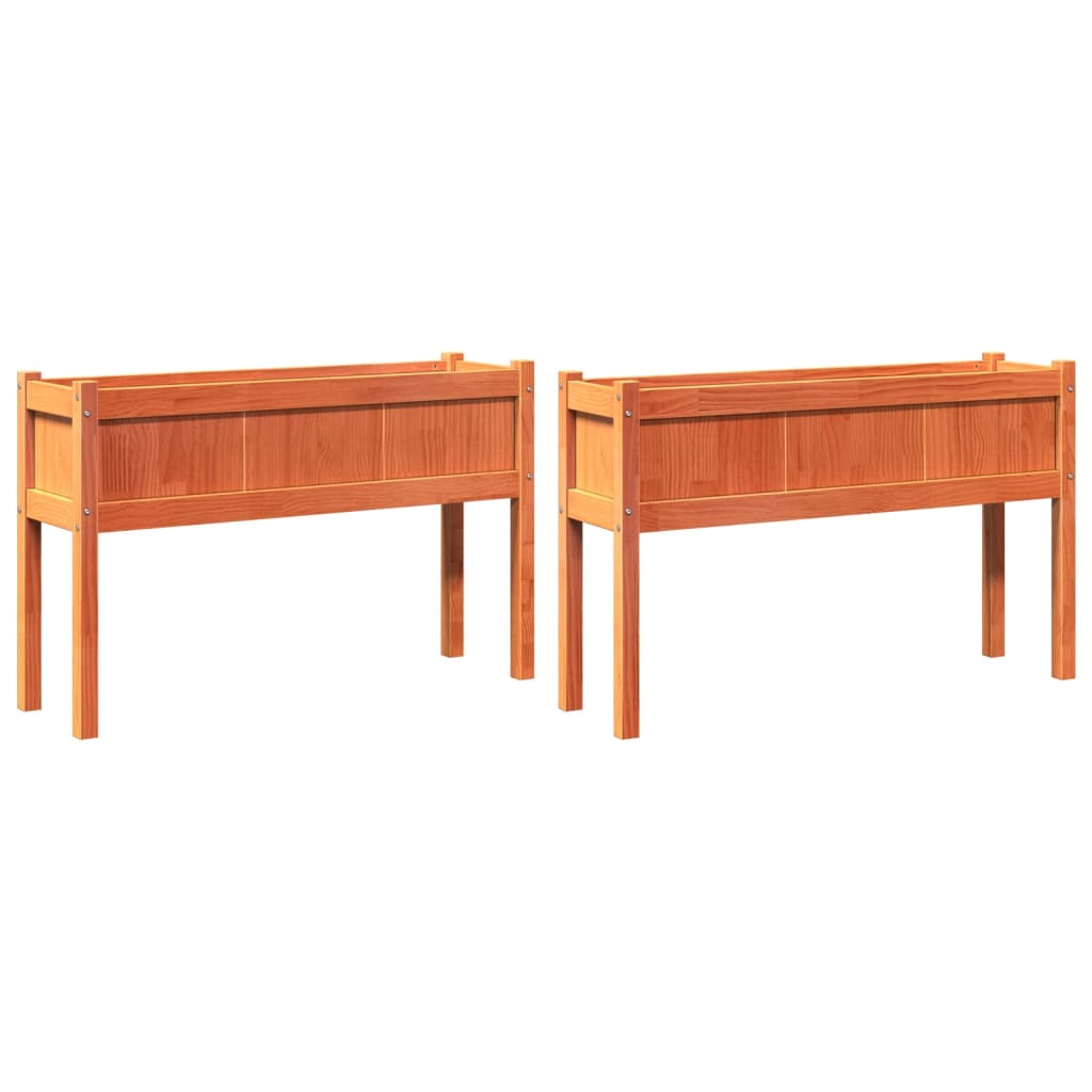 Pflanzkübel Mit Beinen 2 Stk. Wachsbraun Massivholz Kiefer