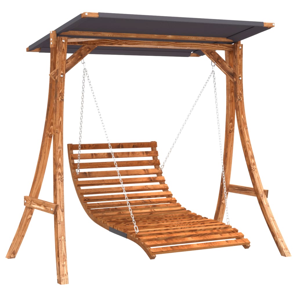 Hollywoodschaukel Mit Dach Massivholz Fichte Mit Teak-Finish
