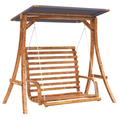 Hollywoodschaukel Mit Dach Massivholz Fichte Mit Teak-Finish