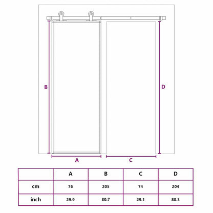 Schiebetür En 76X205 Cm Esg-Klarglas Und Aluminium