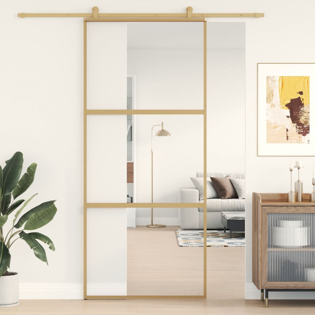 Schiebetür En 90X205 Cm Esg-Klarglas Und Aluminium