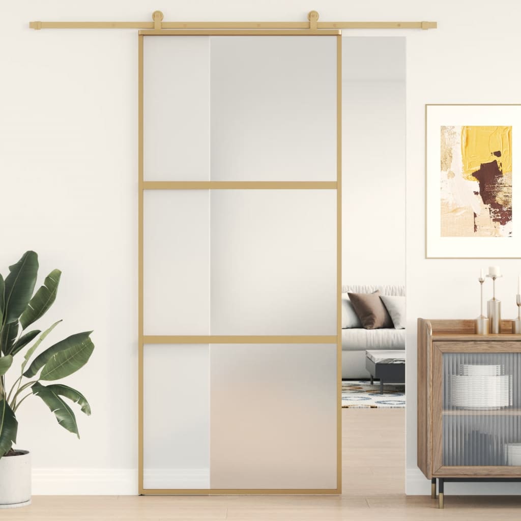 Schiebetür Golden 90X205 Cm Matt Esg-Glas Und Aluminium