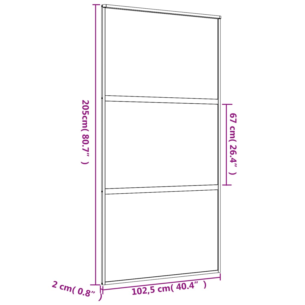 Schiebetür Golden 102,5X205 Cm Matt Esg-Glas Und Aluminium